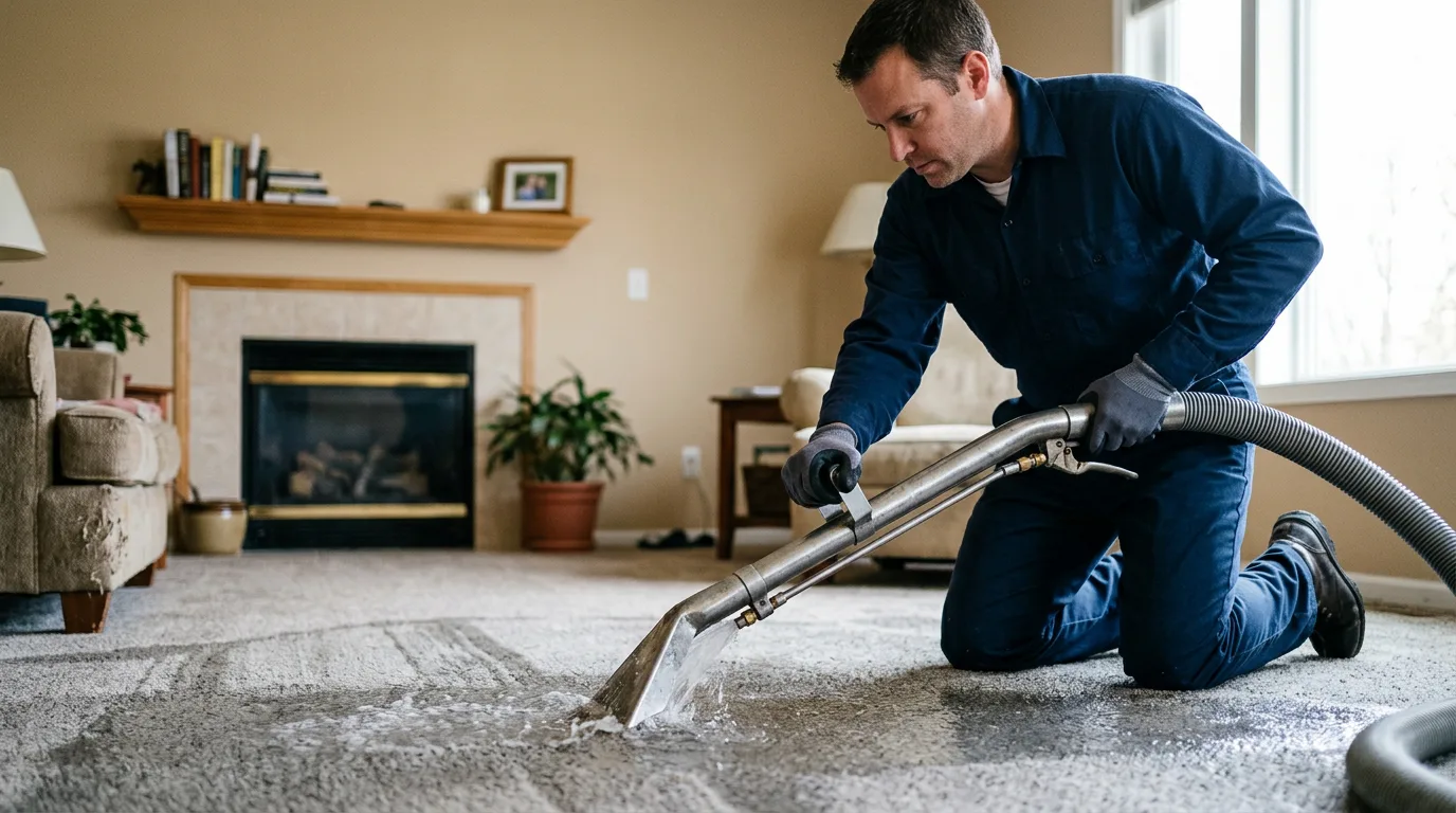 Water damage restoration technician working near Midway, PA